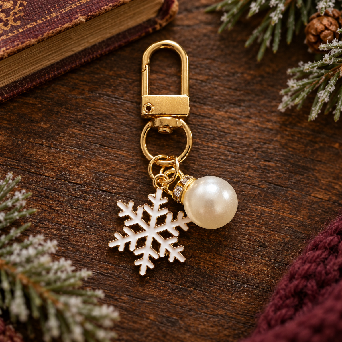 Weihnachtlicher Kindle Charm mit Schneeflocke & Perle