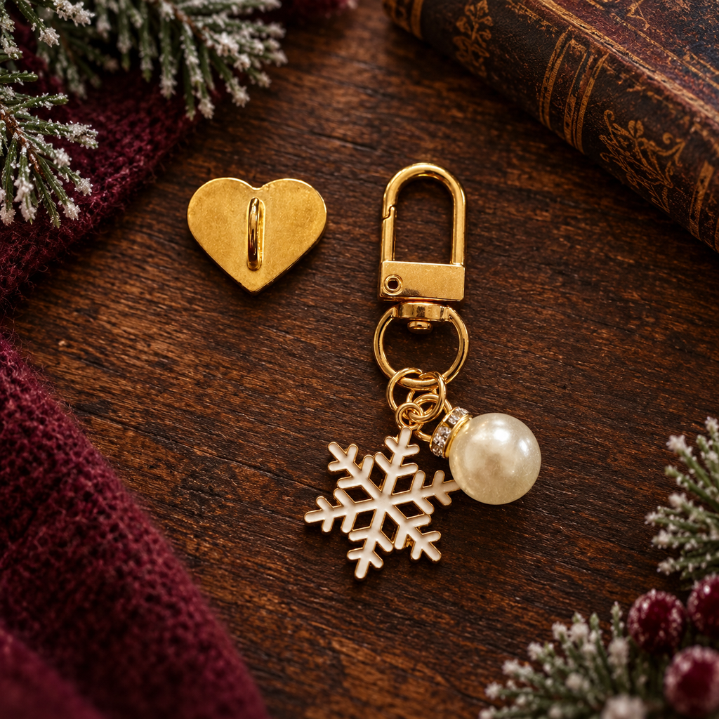 Weihnachtlicher Kindle Charm mit Schneeflocke & Perle