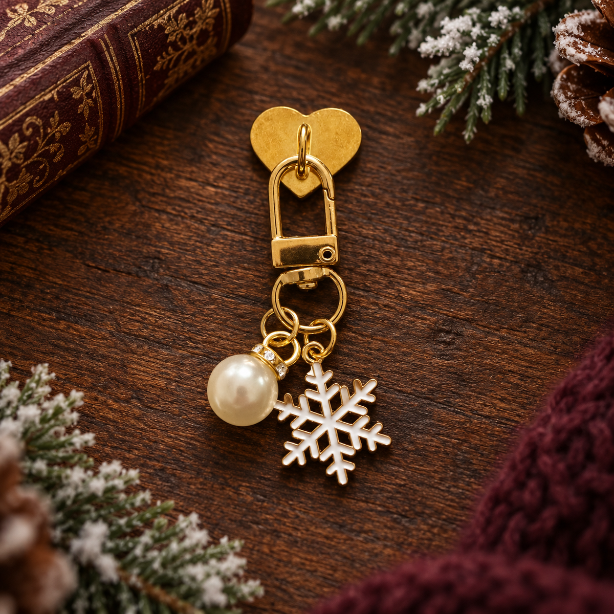 Weihnachtlicher Kindle Charm mit Schneeflocke & Perle