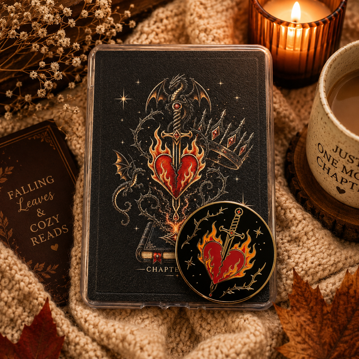 Fantasy Kindle Hülle „Burning Heart“ – vollmagnetisch | 7 & 6,8 Zoll