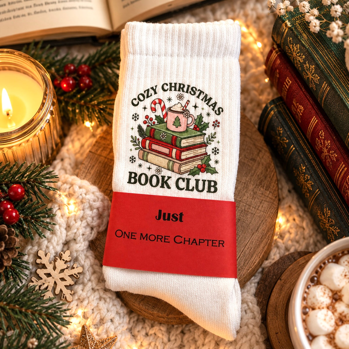 Cozy Christmas Book Club Socken | Weihnachtliche Bookish Socken