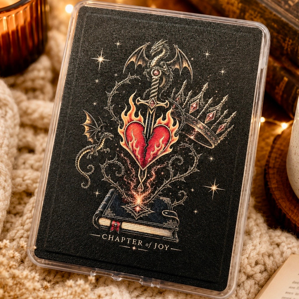 Fantasy Kindle Hülle Burning Heart mit griffiger Kunstleder Oberfläche