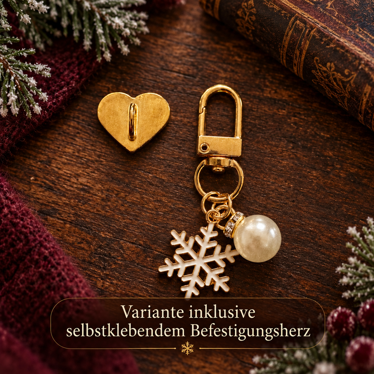 Weihnachtlicher Kindle Charm mit Schneeflocke & Perle