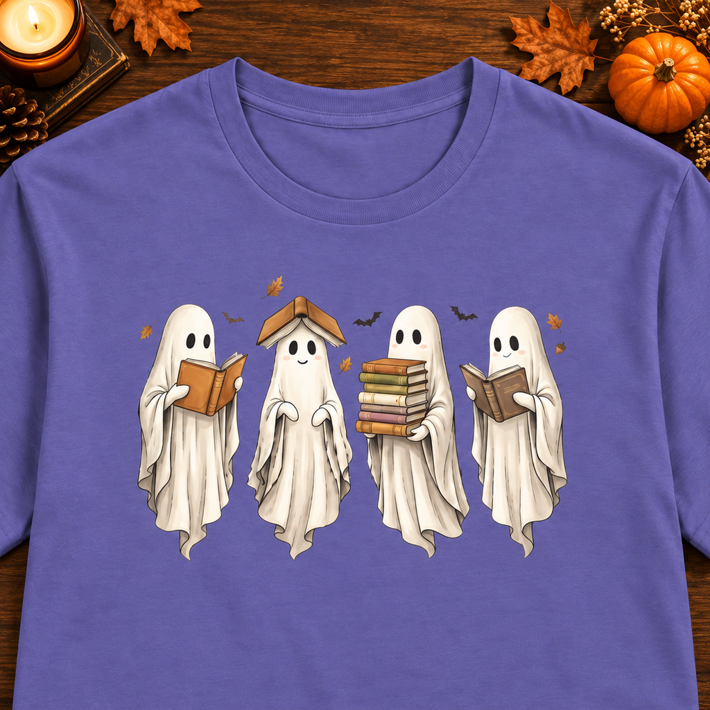 Bookish Ghost Shirt - Lesende Geister T-Shirt in lila für Leseratten