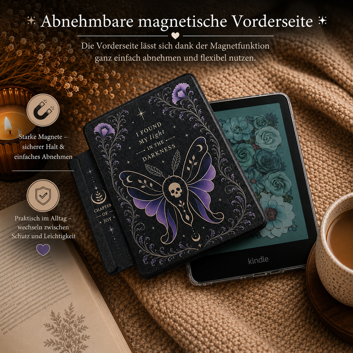 Kindle Hülle „Darkness“ – magnetisch & abnehmbar | 7 & 6,8 Zoll