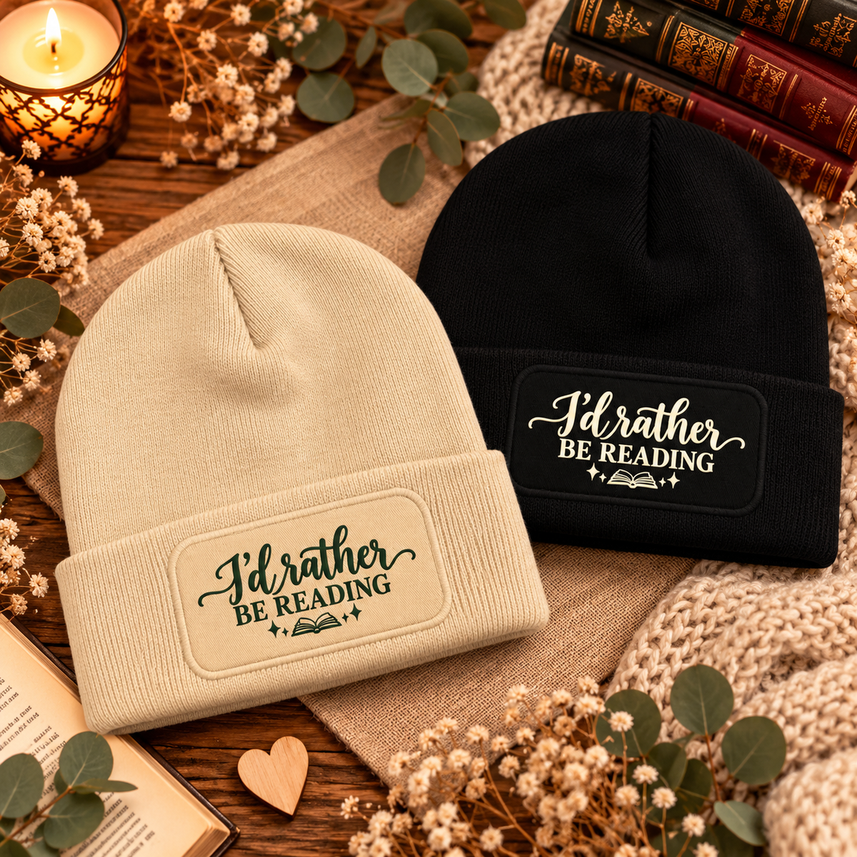 I'd Rather Be Reading Mütze – Bookish Beanie mit Patch