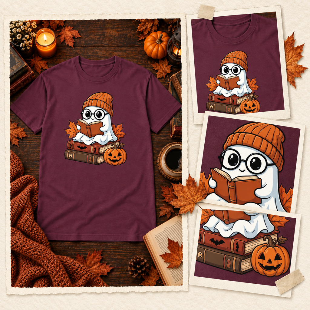 Bookish Shirt mit Geist - Herbst & Halloween Shirt für Leseratten