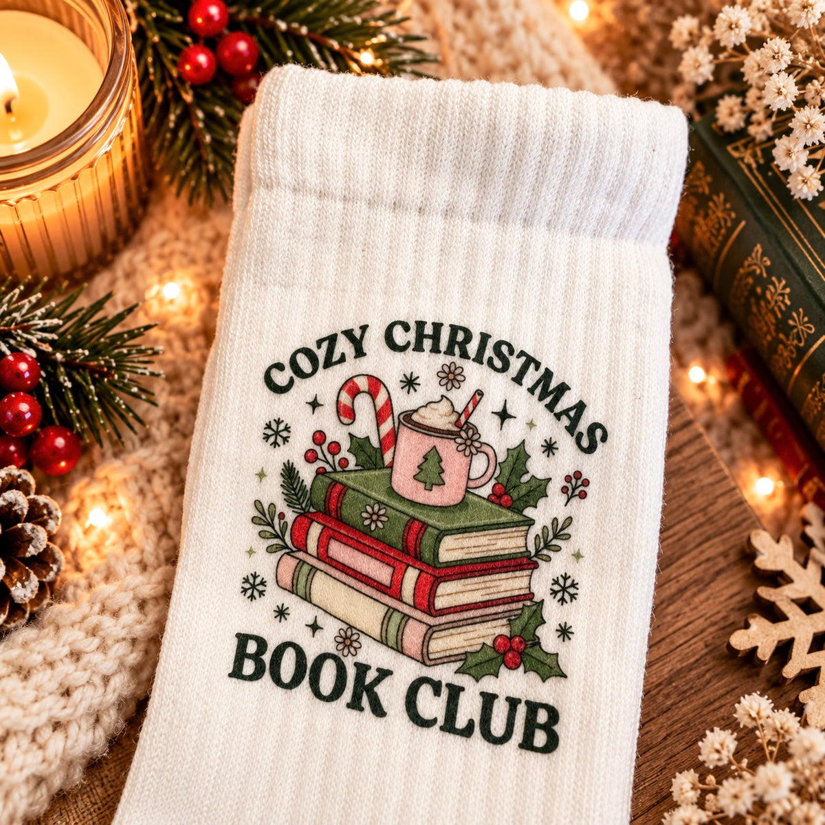 Cozy Christmas Book Club Socken | Weihnachtliche Bookish Socken