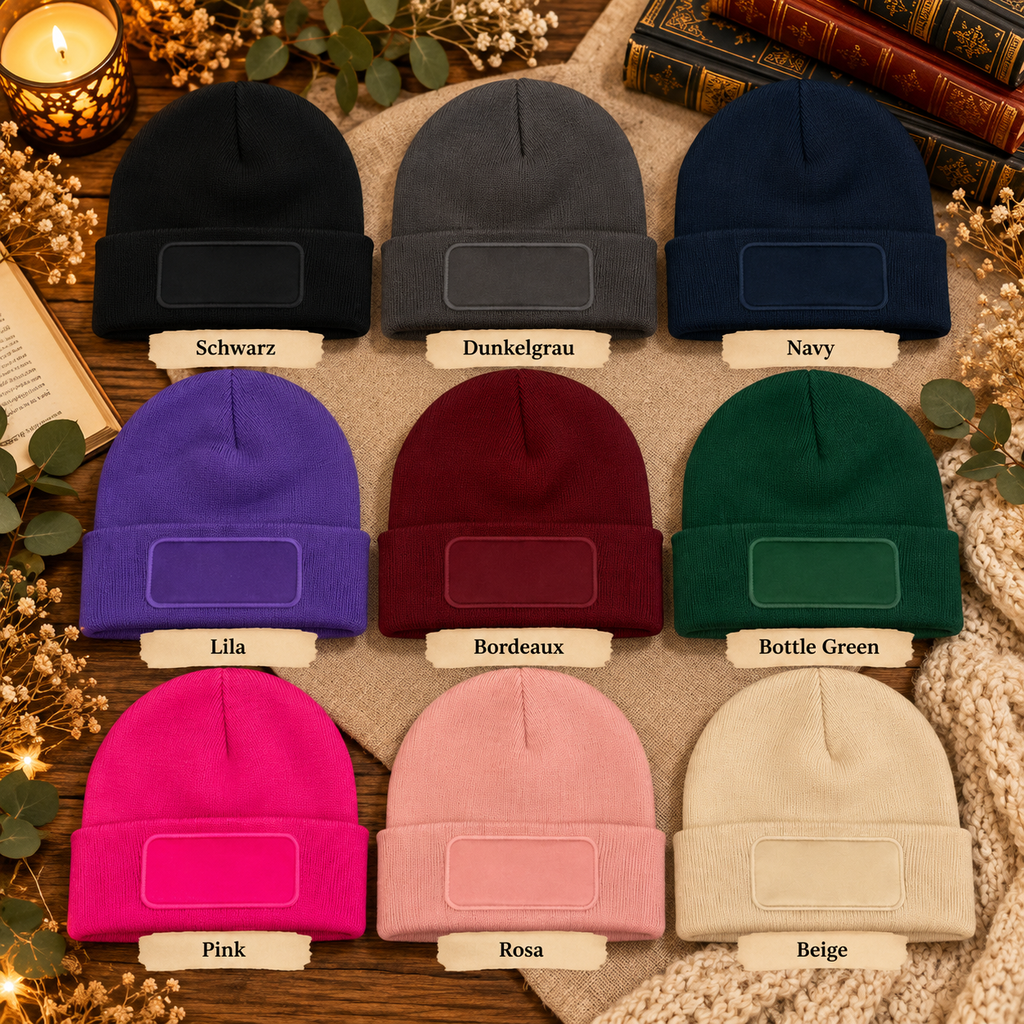 Booklover Mütze mit Patch – Bookish Beanie für Leseratten - Wintermütze