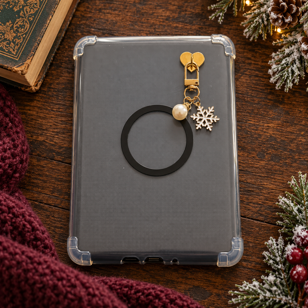Weihnachtlicher Kindle Charm mit Schneeflocke & Perle