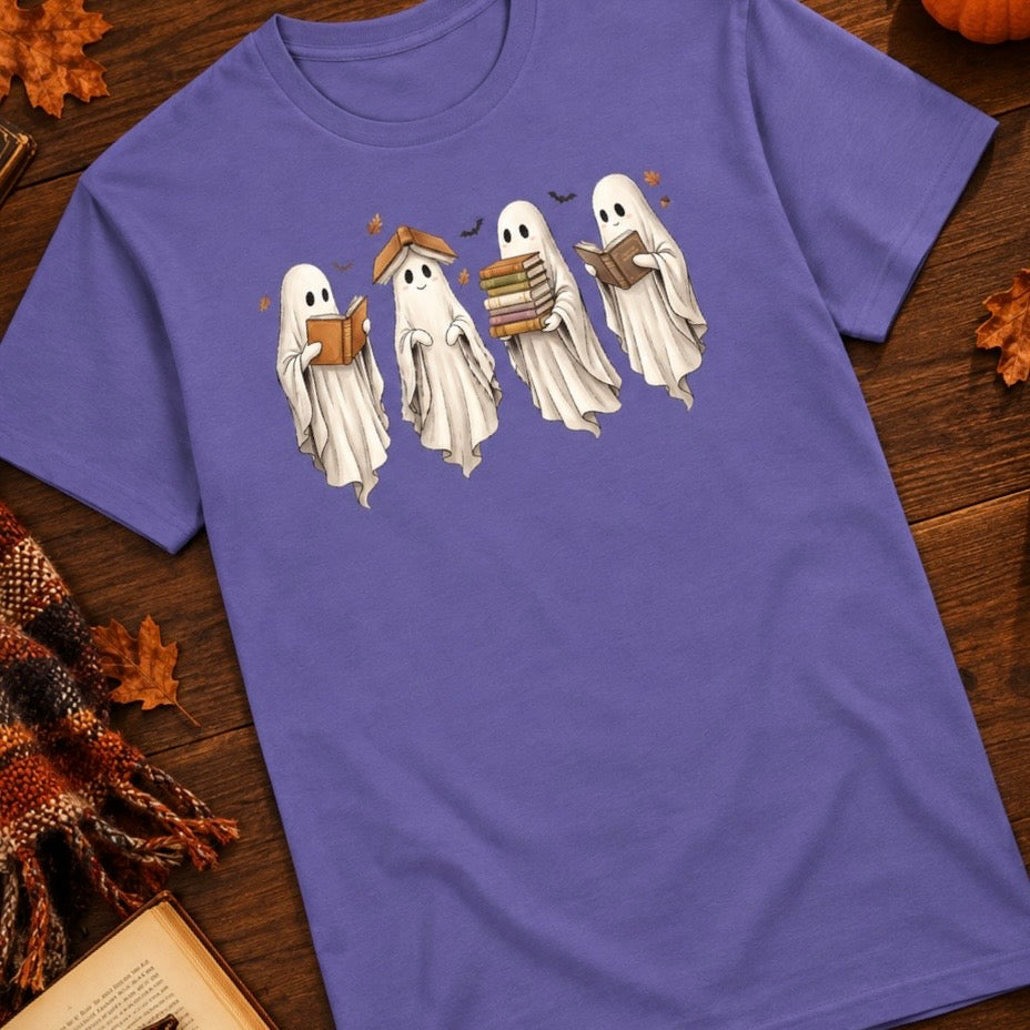 Bookish Ghost Shirt - Lesende Geister T-Shirt in lila für Leseratten