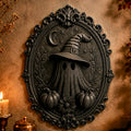 Mystisches Ghost Wandbild mit Hexenhut – 3D Wanddeko für Bücherzimmer & Leseecke