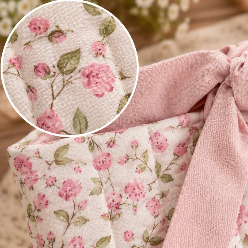 Rosa Büchertasche mit Schleife – Gepolsterte Romance Buchhülle