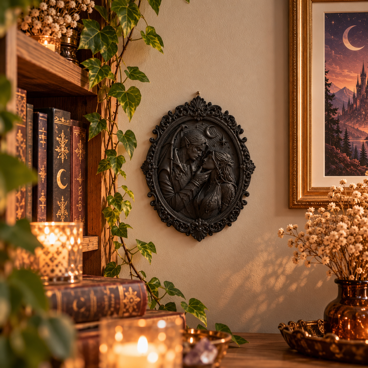 Schattenengel & Fae – Magische Begegnung | Romantasy / Fantasy Wandrelief