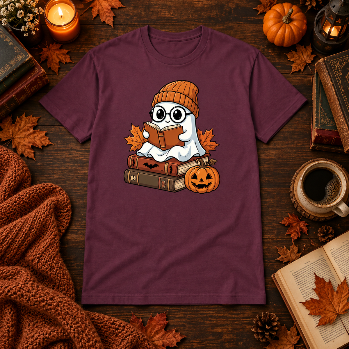 Bookish Shirt mit Geist - Herbst & Halloween Shirt für Leseratten