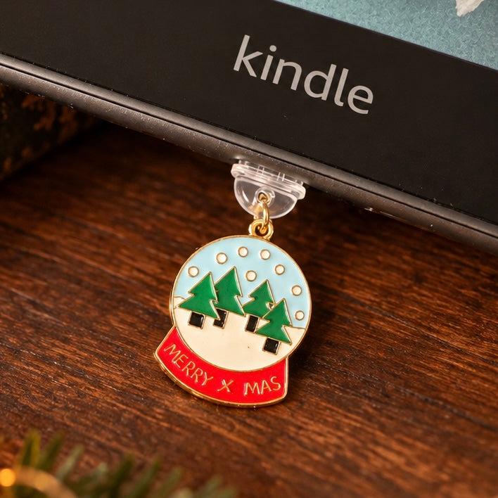Kindle Schneekugel-Charm | Winterdeko fürs Kindle: USB-C Dust Plug mit Emaille-Schneeflocke (Kopie)