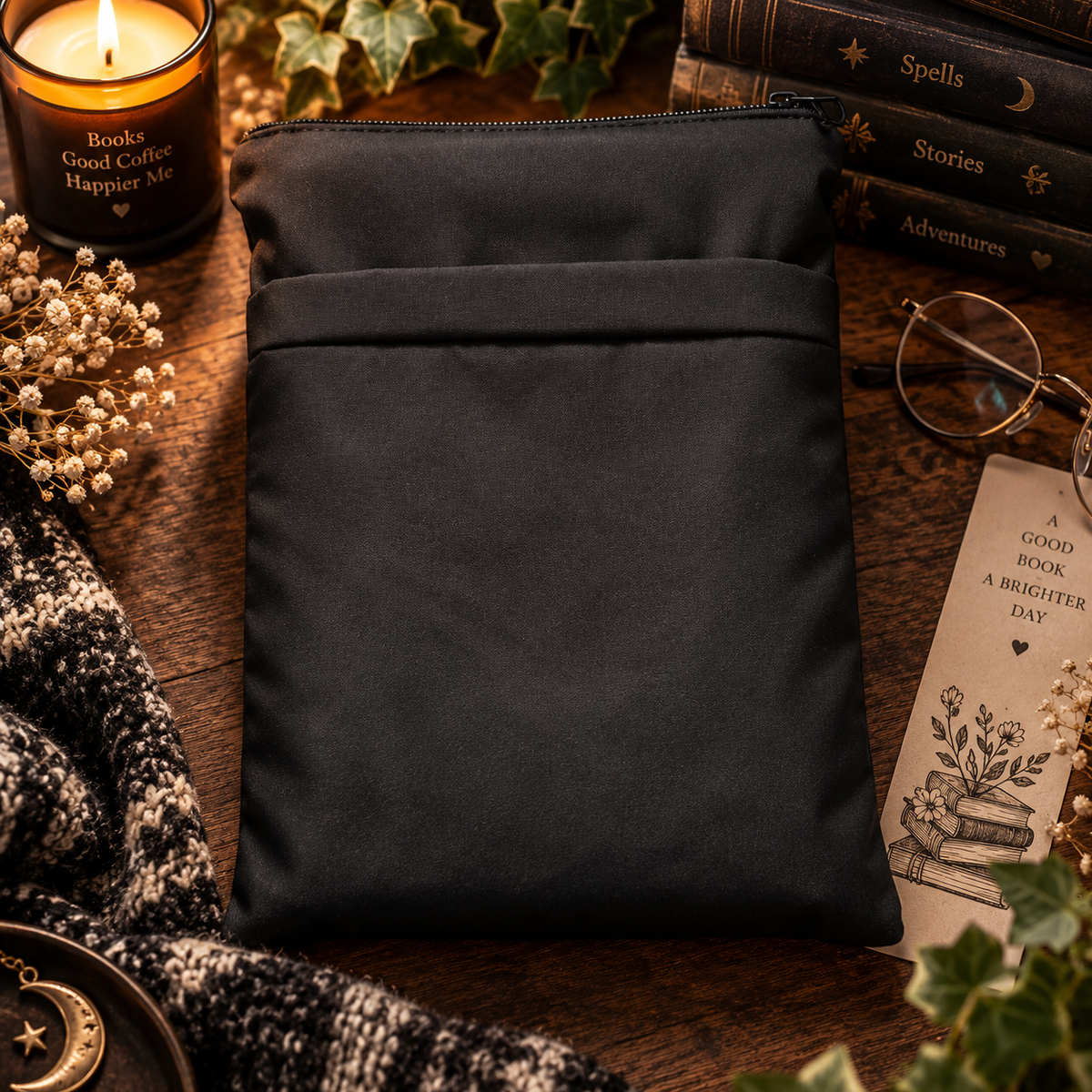 Buchtasche „The Reader“ – Bookish Buchhülle mit Reißverschluss