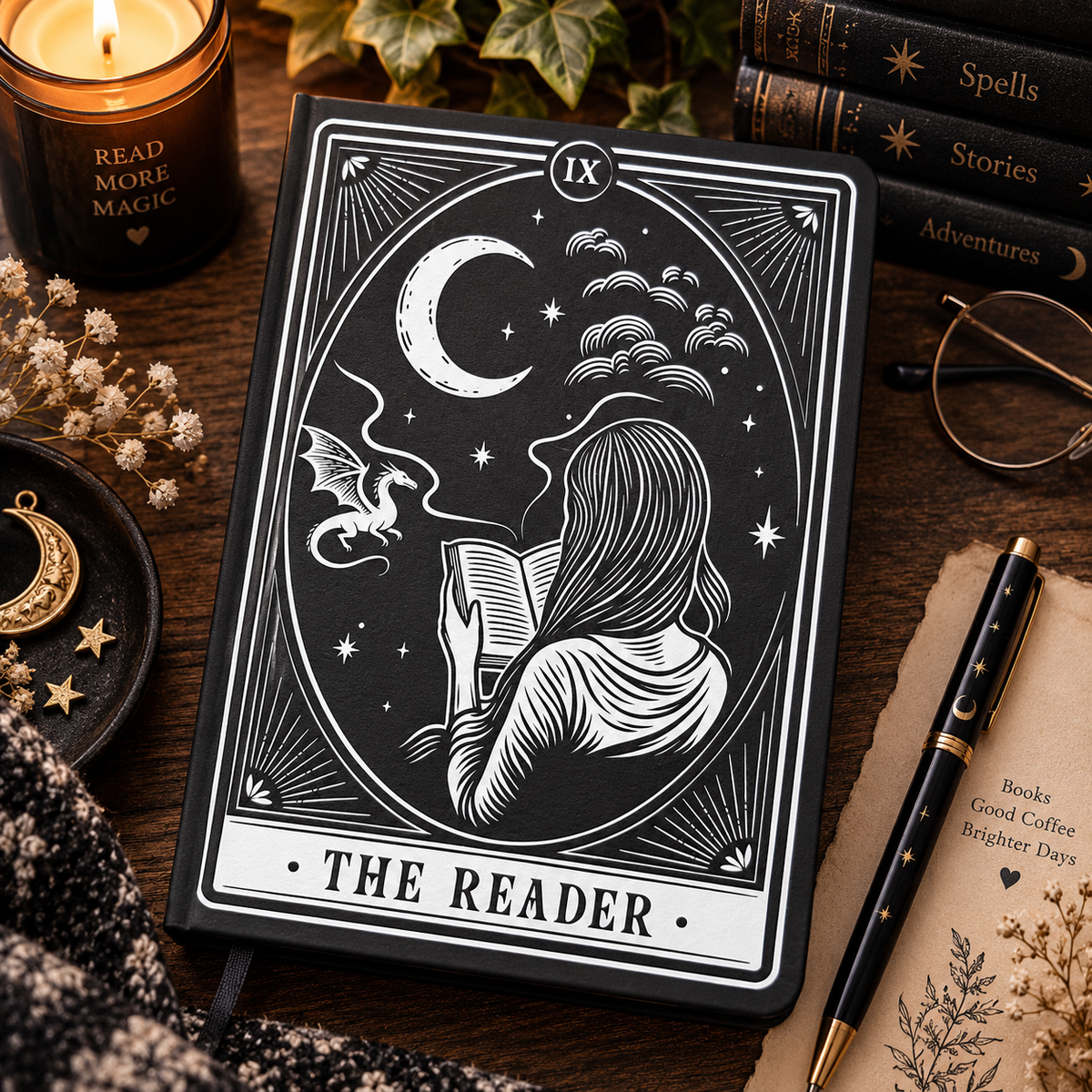 Bookish Notizbuch A5 „The Reader“ – liniert mit Silberschnitt