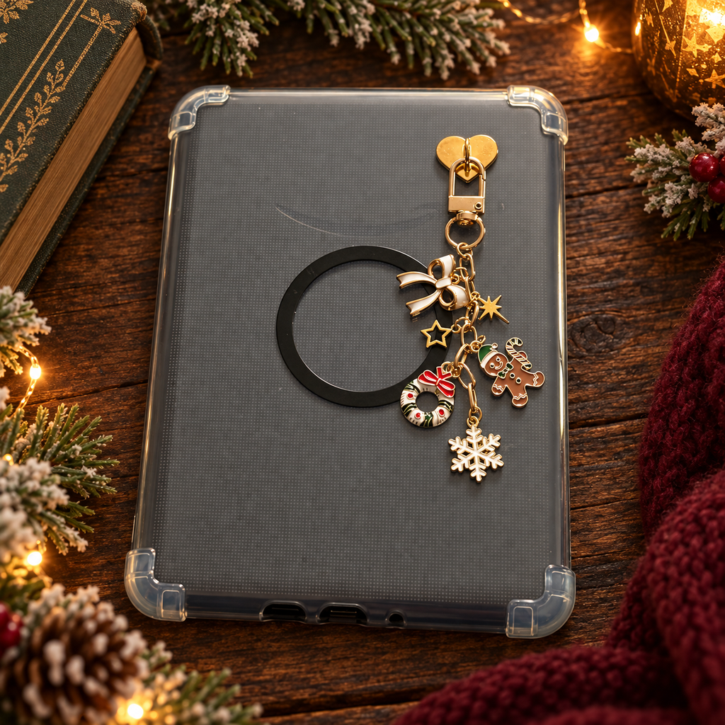 Weihnachtliche E-Reader-Charmkette mit Emaille-Anhängern
