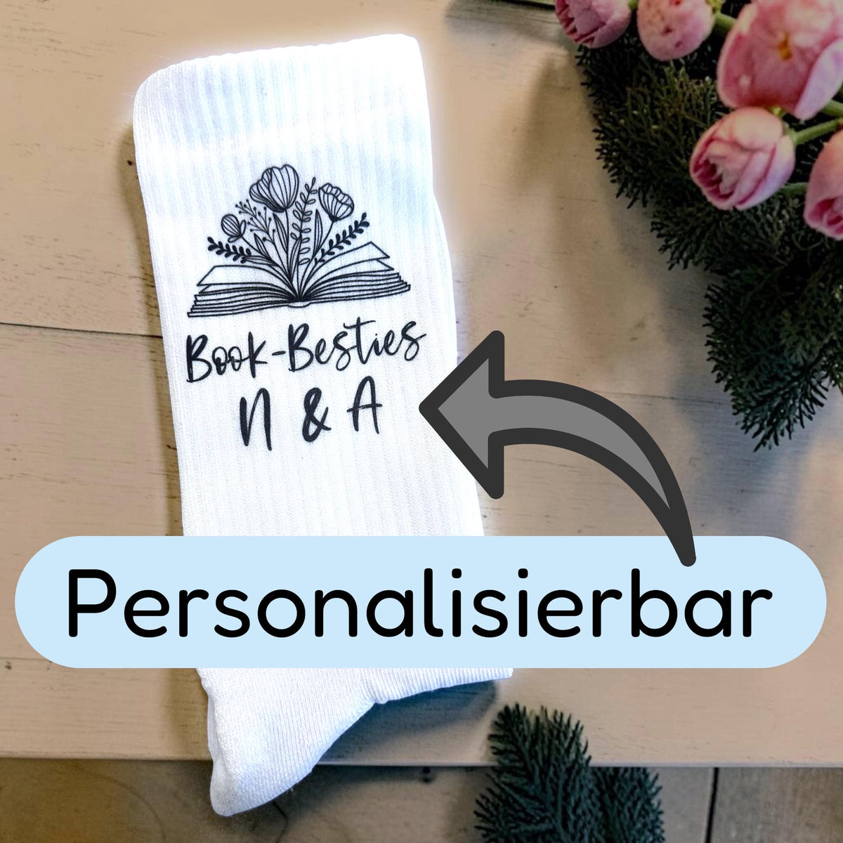 Book Besties Socken – Personalisierbar für Bücherfreundinnen – Produktfoto 5