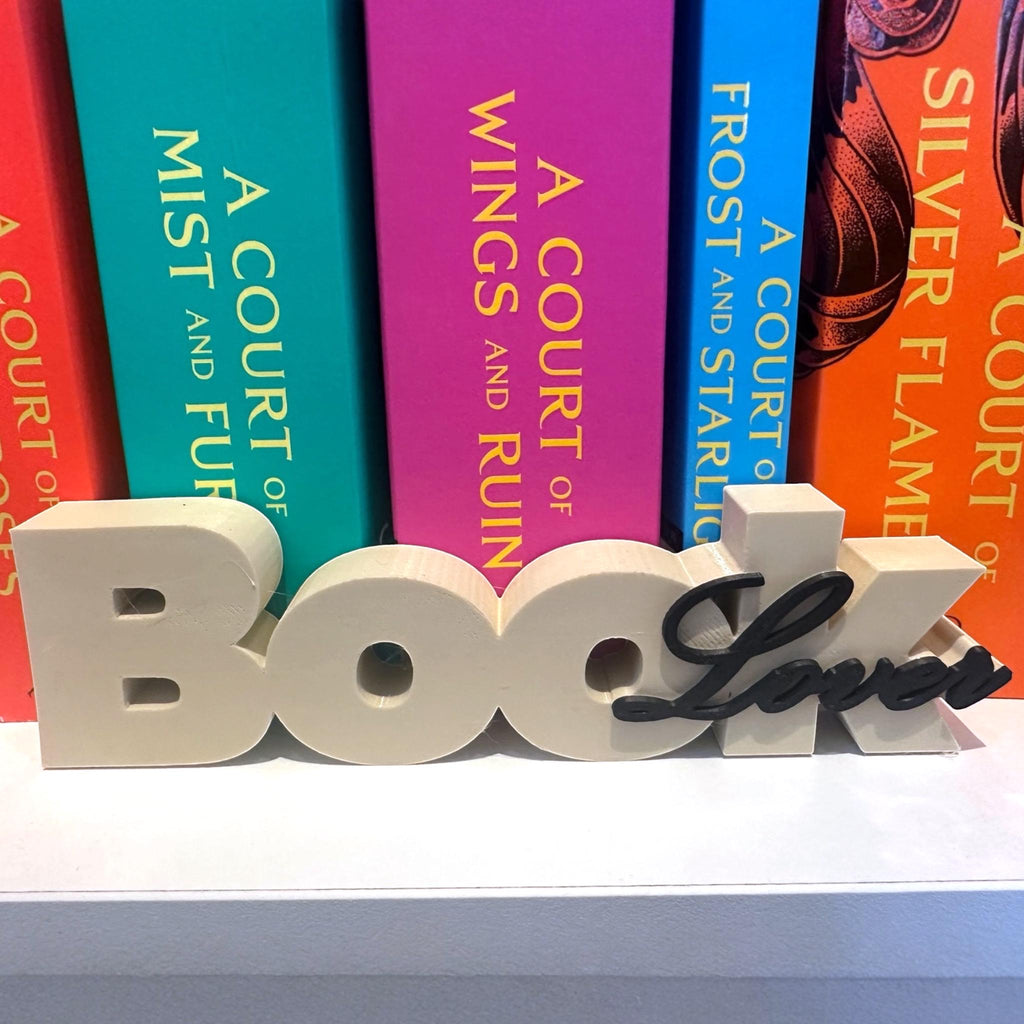 Book Lover Regaldeko aus PLA – Farbe Beige-Rosa