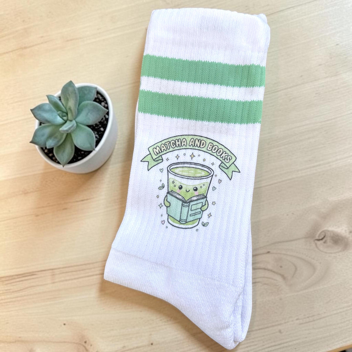 Matcha & Books Socken – Mintgrüne Tennissocken – Produktfoto 9