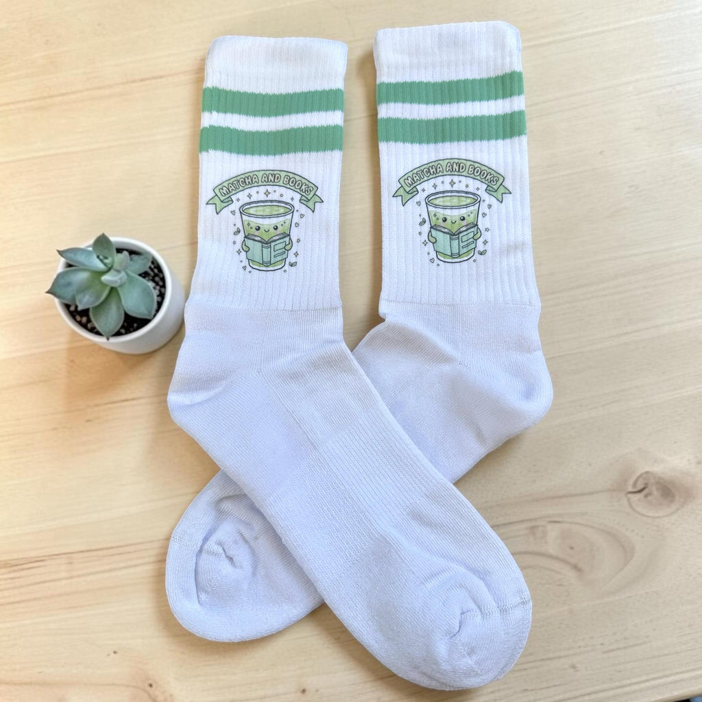 Matcha & Books Socken – Mintgrüne Tennissocken – Produktfoto 6