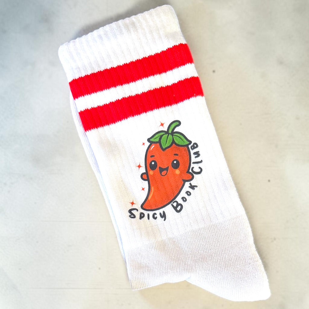 Spicy Book Club Socken mit Chili-Motiv für Romance- und Romantasy-Fans