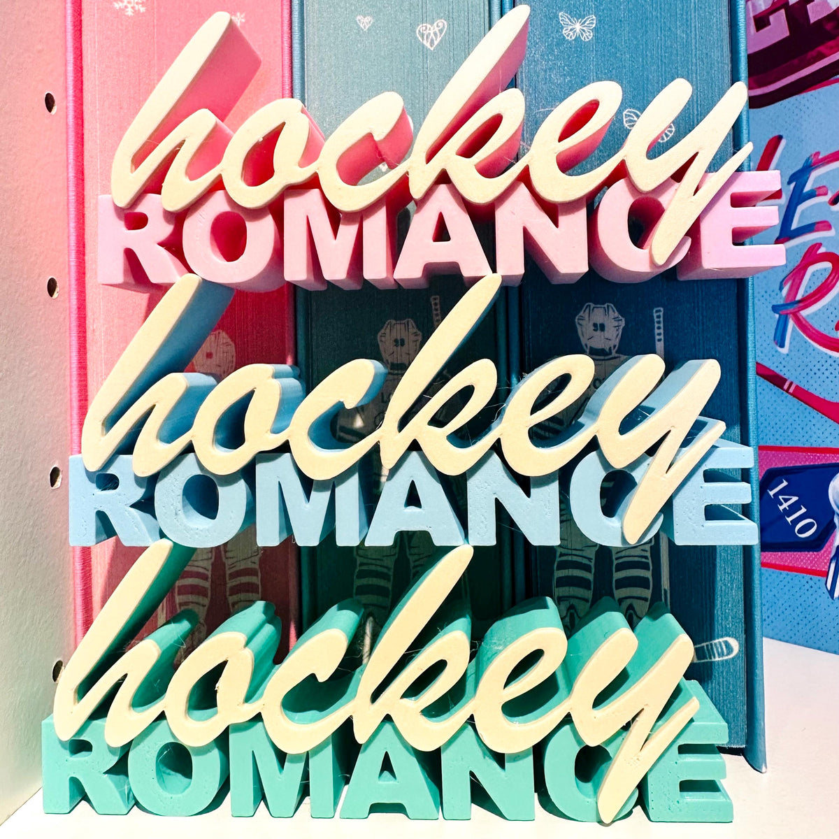 Hockey Romance Regaldeko aus PLA – Farbe hellblau-dunkelblau