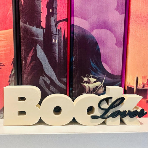 Book Lover Regaldeko aus PLA – Farbe Beige-weiß