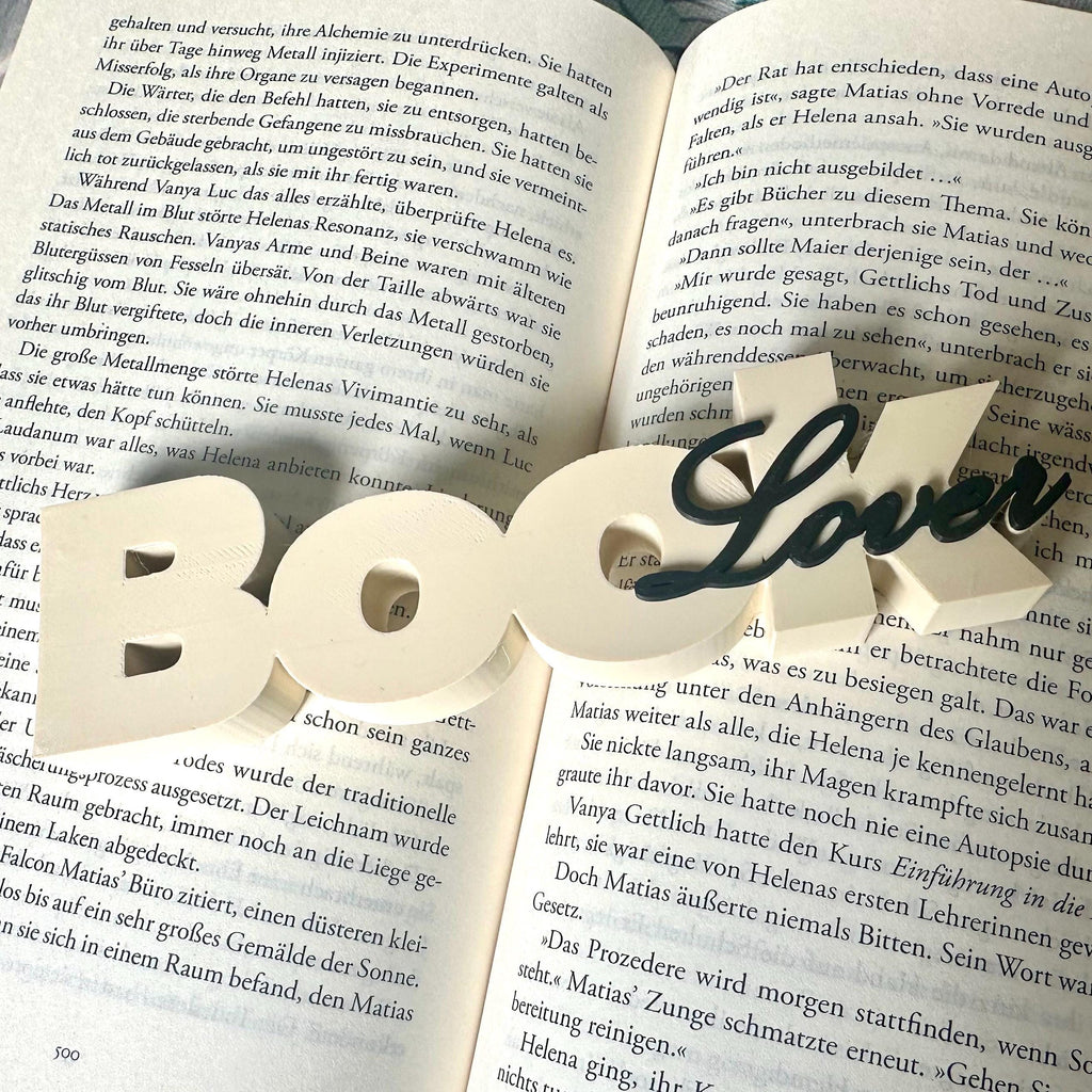 Book Lover Regaldeko aus PLA – Farbe Beige-Türkis
