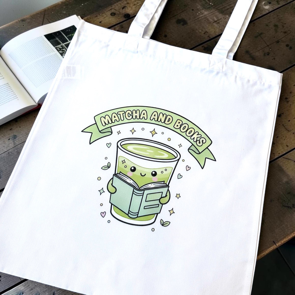 Matcha & Books Tasche – Book Lover Tote Bag – Produktfoto 5