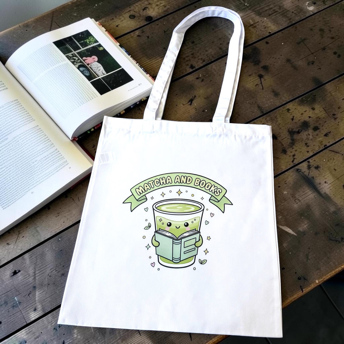 Matcha & Books Tasche – Book Lover Tote Bag – Produktfoto 4