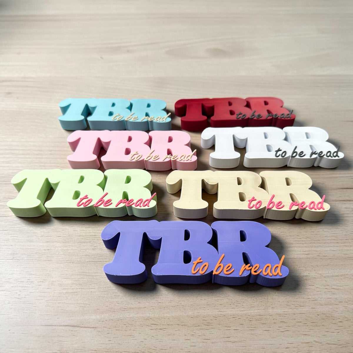 TBR „To Be Read“ Regaldeko aus PLA – Farbe Beige-Pink