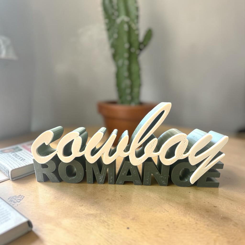 Cowboy Romance Regaldeko aus PLA – Farbe Beige-Hellblau