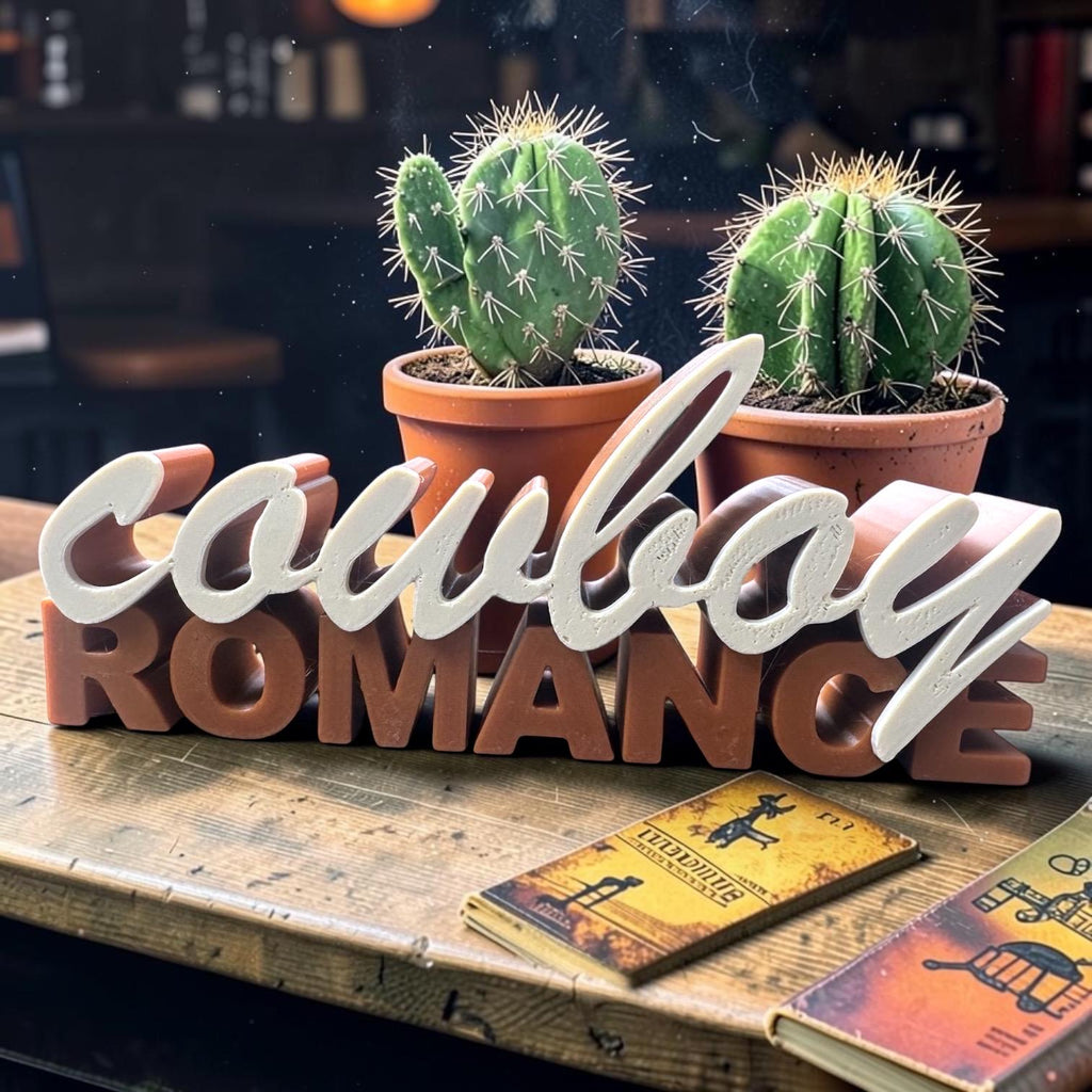 Cowboy Romance Regaldeko aus PLA – Farbe Dunkelgrün-Beige