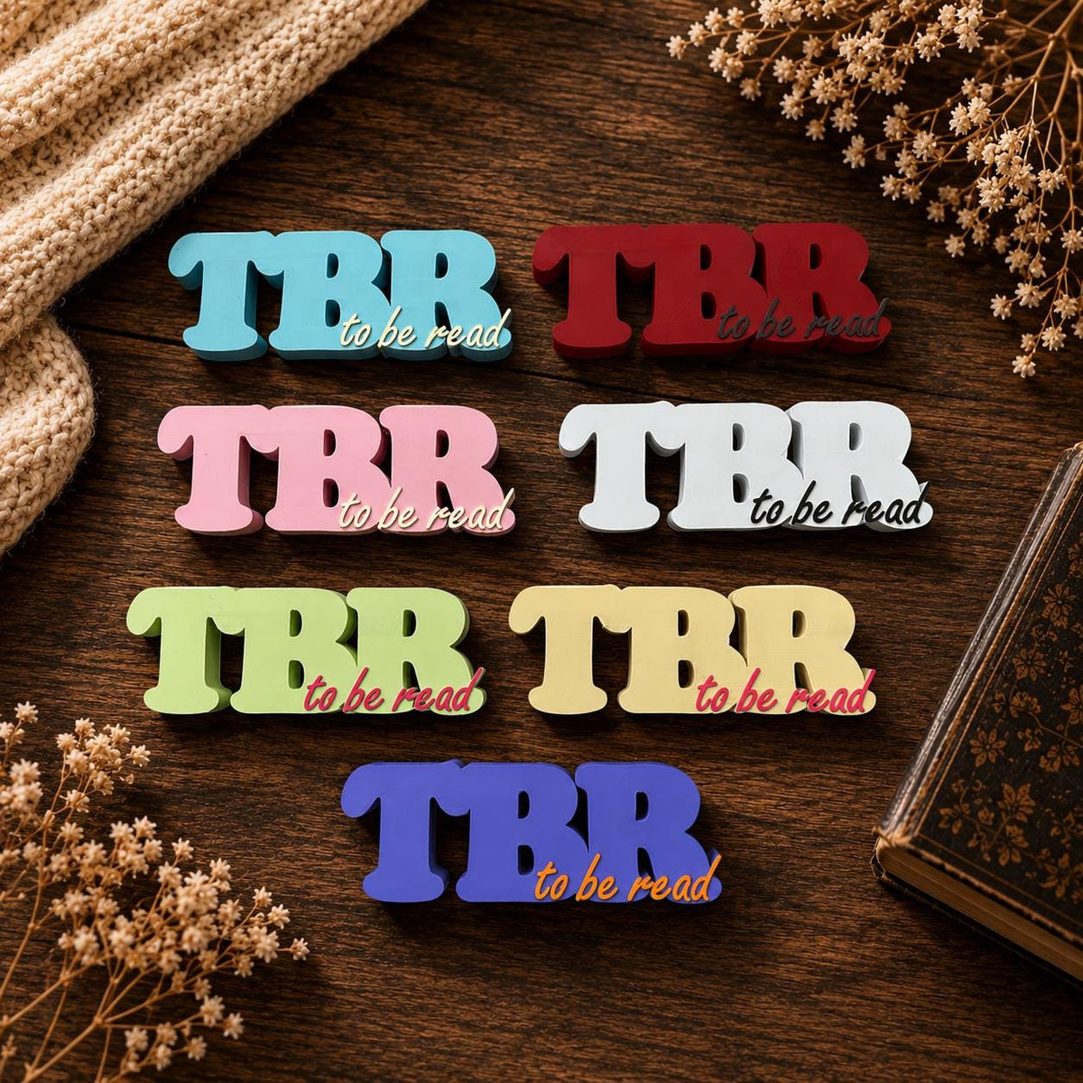 TBR „To Be Read“ Regaldeko aus PLA – Farbe Rosa-Beige