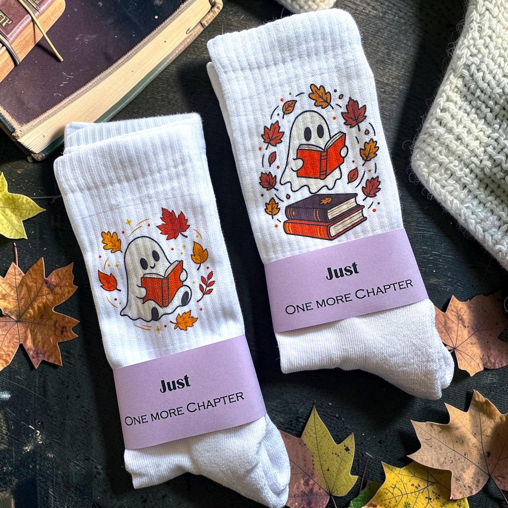 Ghost Reading Socken – Personalisierbare Herbstsocken – Produktfoto 6