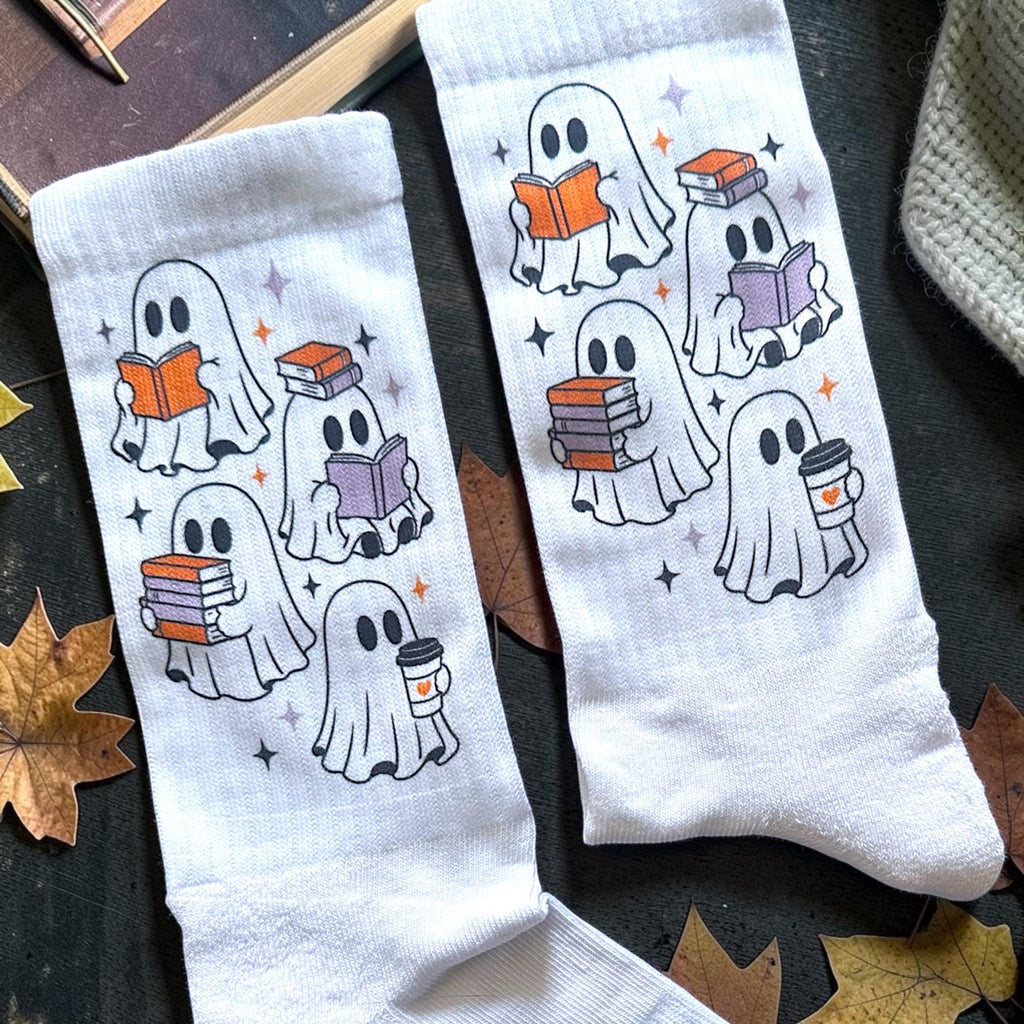 Bookish Geister Socken – Herbstsocken für Bücherliebhaber – Produktfoto 3