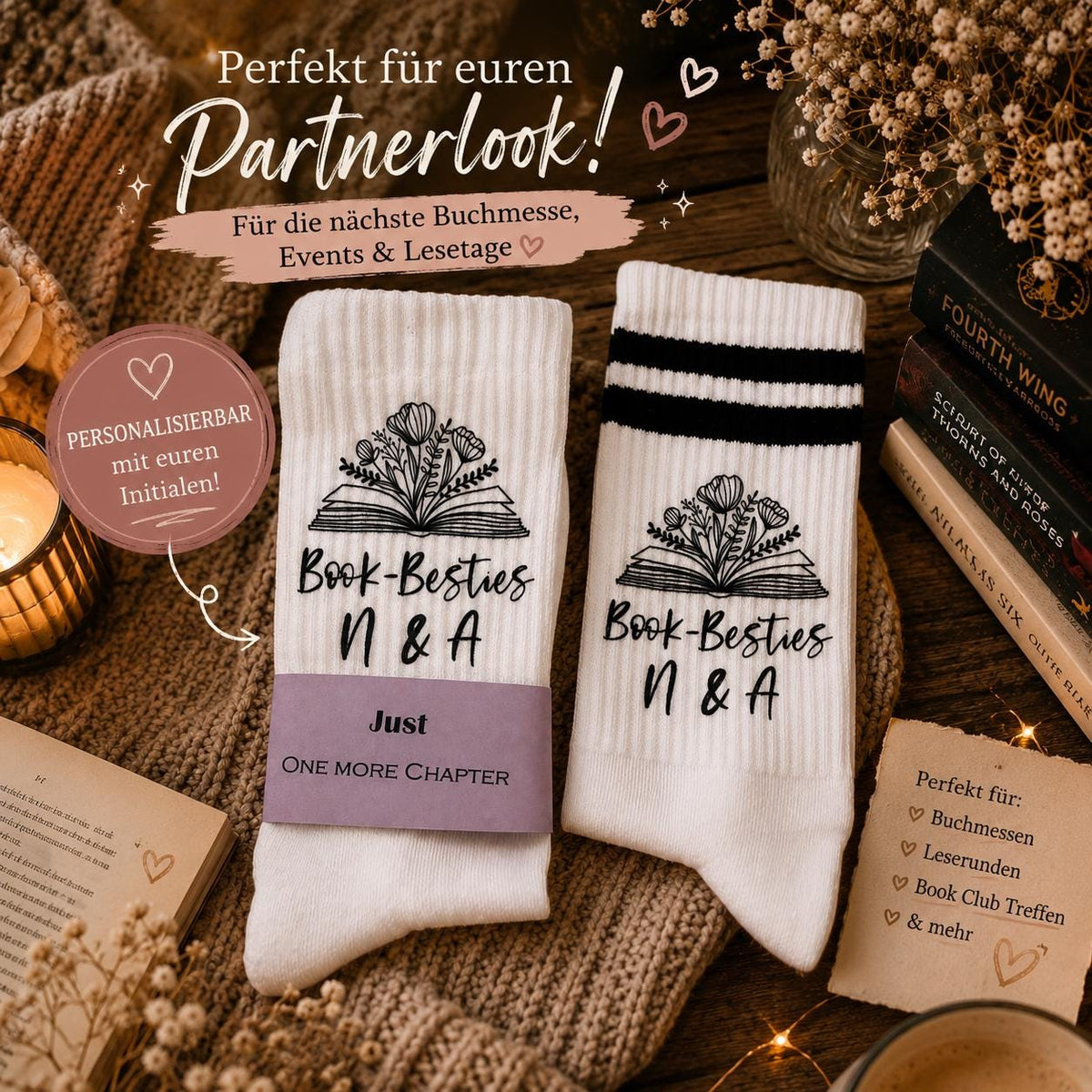 Book Besties Socken – Personalisierbar für Bücherfreundinnen – Produktfoto 3