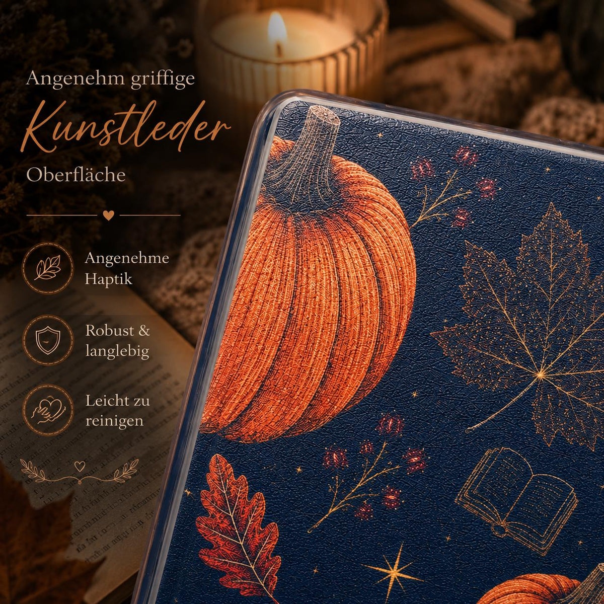 Herbst Kindle Case „Falling Leaves & Cozy Reads“ – Produktfoto 3