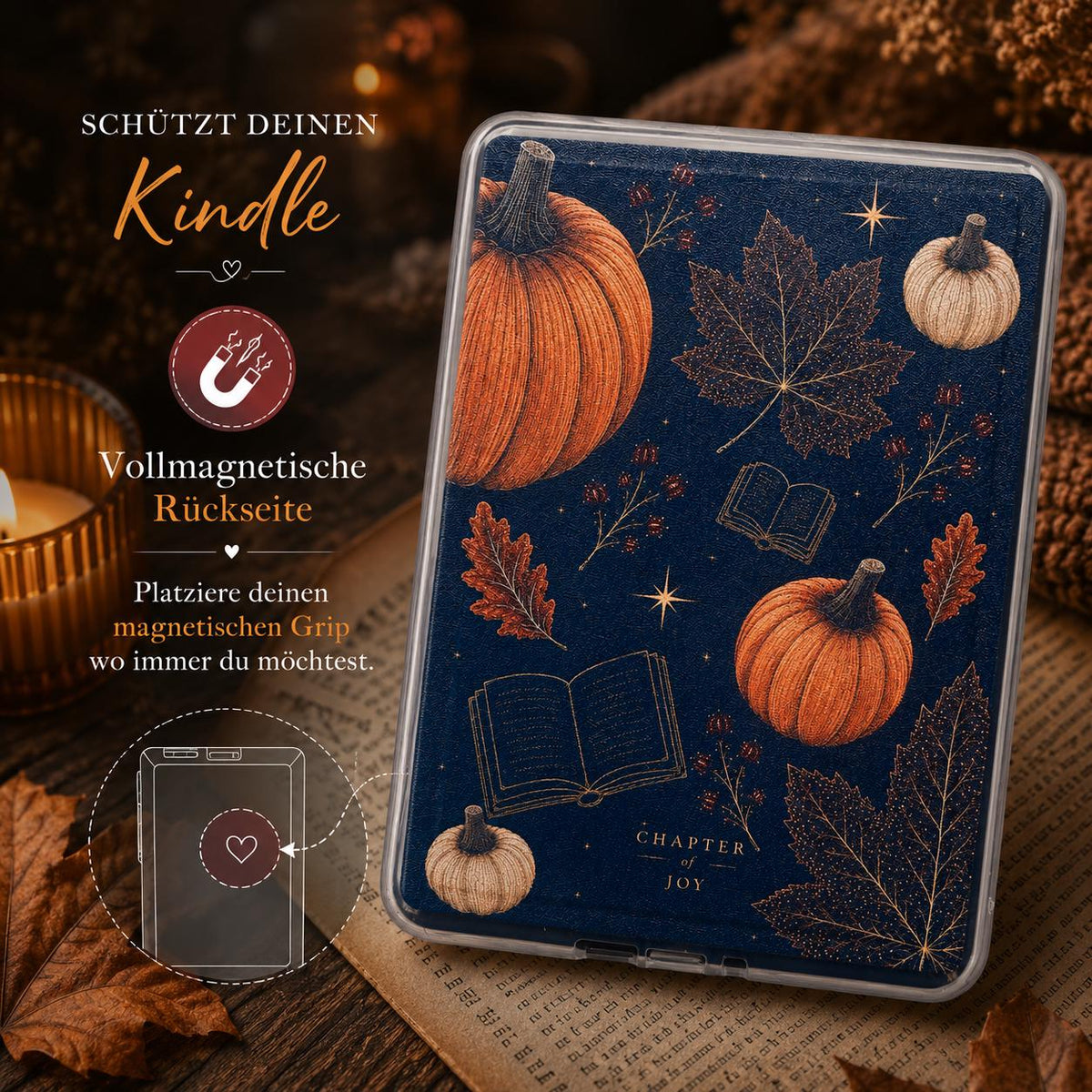Herbst Kindle Case „Falling Leaves & Cozy Reads“ – Produktfoto 5