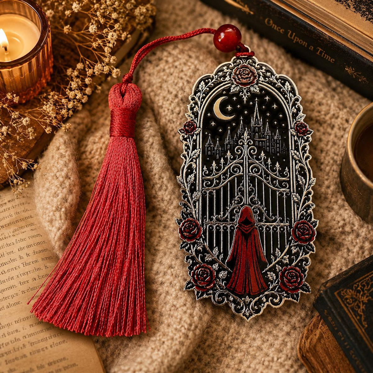 Iron Gate Metall-Lesezeichen mit Quaste im Fantasy- und Romantasy-Design
