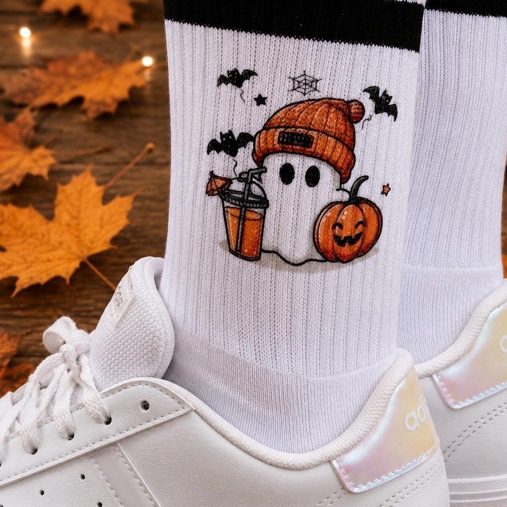 Halloween Geister Socken für Booklover – personalisierbare Herbst-Socken