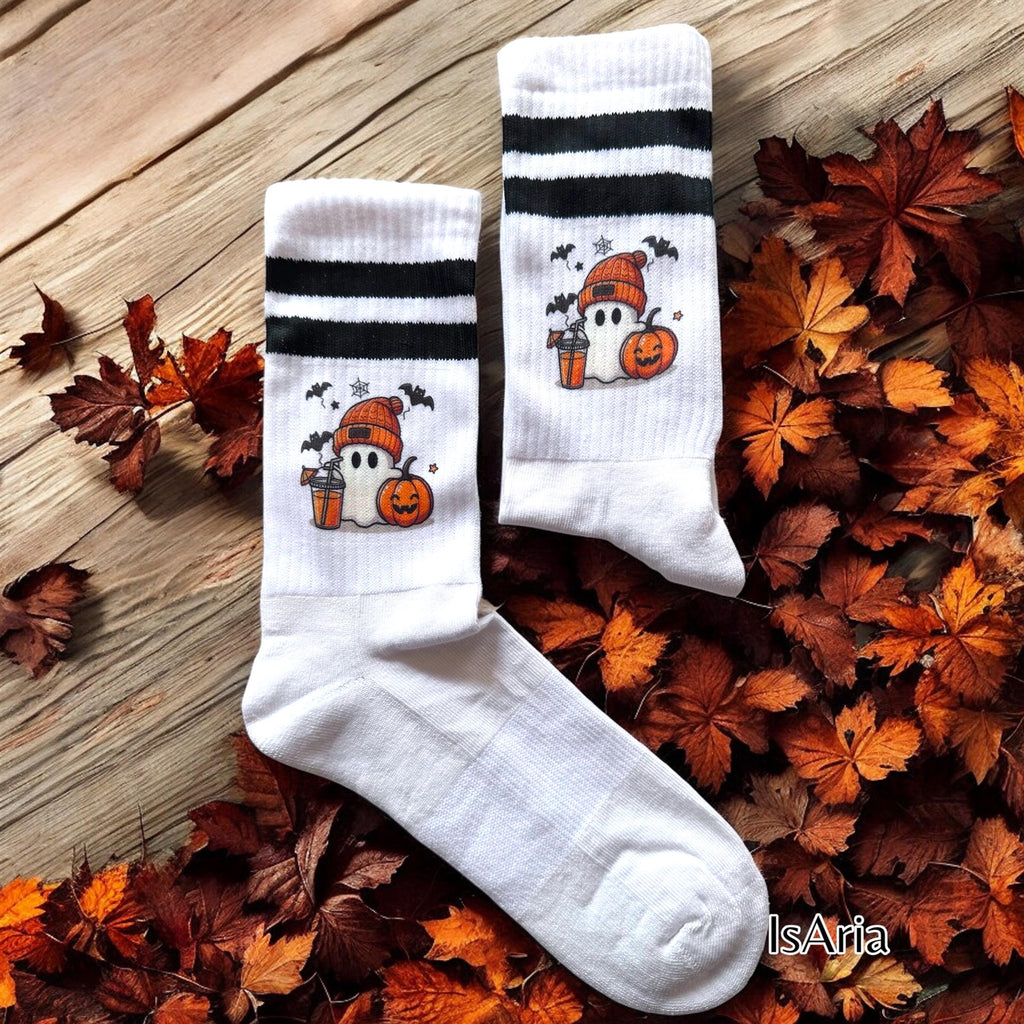 Halloween Geister Socken für Booklover – personalisierbare Herbst-Socken