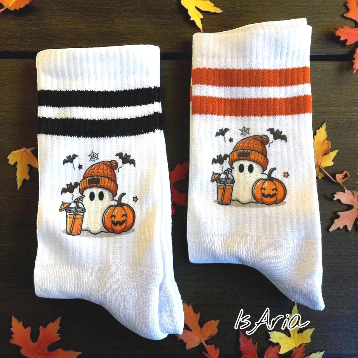 Halloween Geister Socken für Booklover – personalisierbare Herbst-Socken