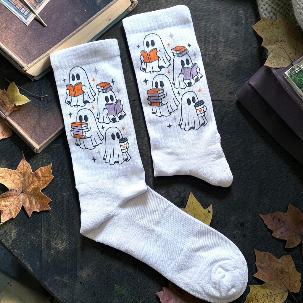 Bookish Geister Socken – Herbstsocken für Bücherliebhaber – Produktfoto 4