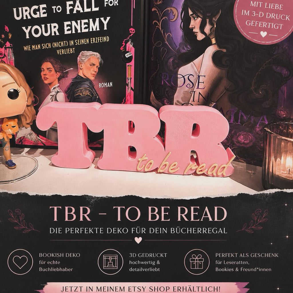 TBR „To Be Read“ Regaldeko aus PLA – Farbe Hellblau-Beige