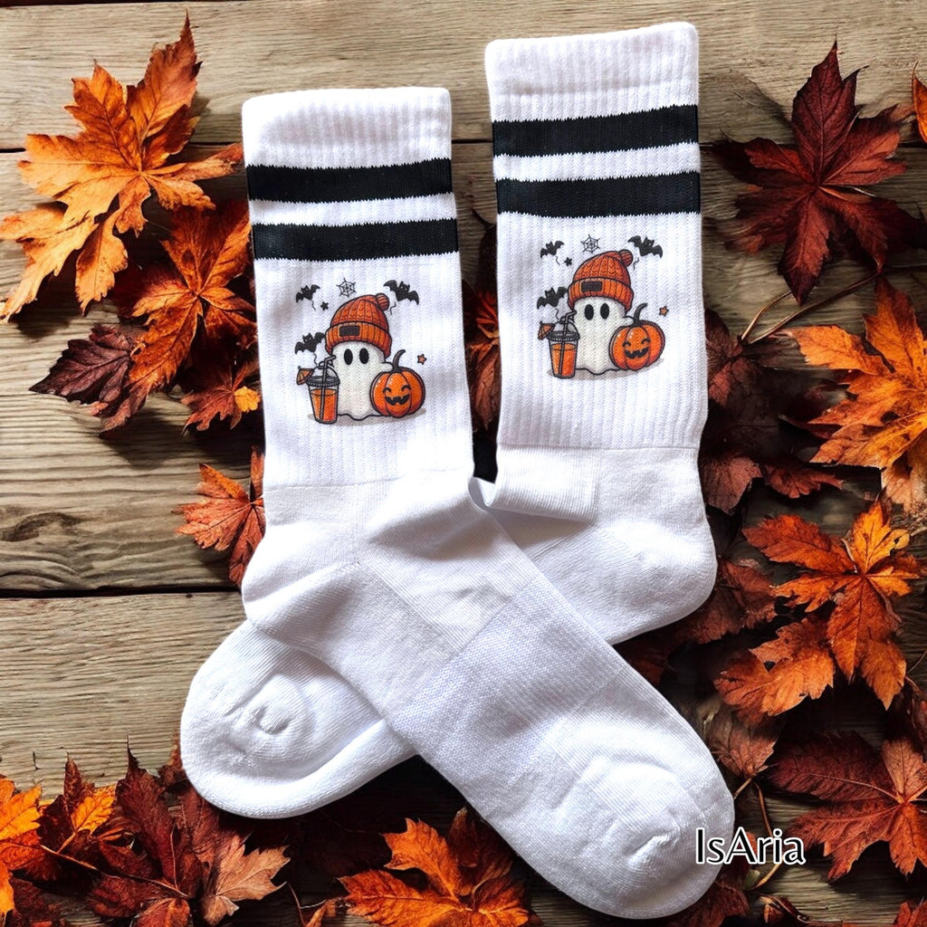 Halloween Geister Socken für Booklover – personalisierbare Herbst-Socken