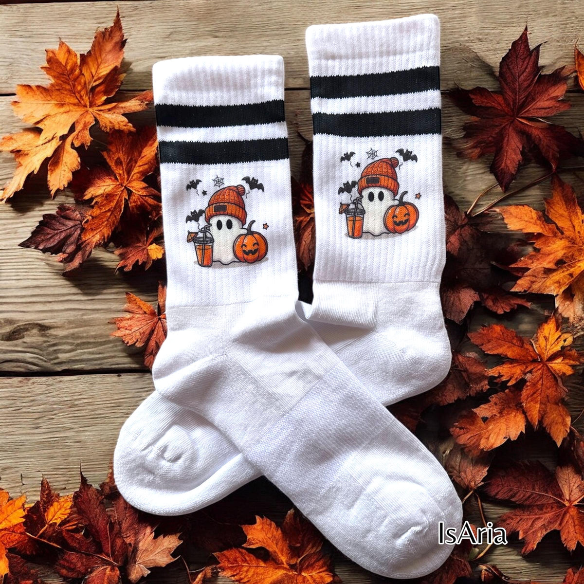 Halloween Geister Socken für Booklover – personalisierbare Herbst-Socken